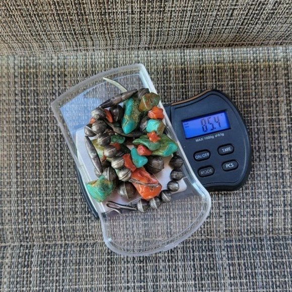 WOW Native American heavy 1940s sterling bench beads, turquoise, and coral - Picture 6 of 14